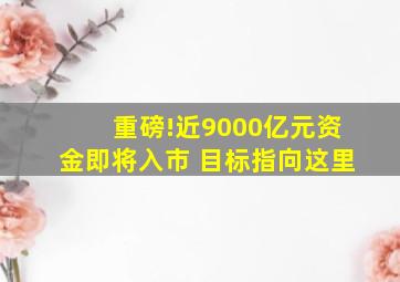 重磅!近9000亿元资金即将入市 目标指向这里